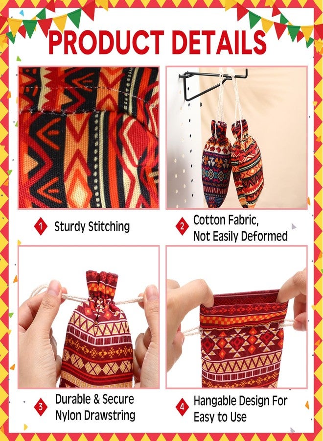 أكياس حلوى قابلة لإعادة الاستخدام من SilTriangle، 50 قطعة، بتصميمات مكسيكية، مقاس 4 × 6 بوصة، بنمط قبعة سومبريرو أزتيكية، وأكياس صغيرة برباط للمجوهرات، وأكياس قطنية صغيرة للهدايا، وأكياس هدايا لحفلات بيرو، وأكياس هدايا لحفلات تيراكوتا. - Image 4