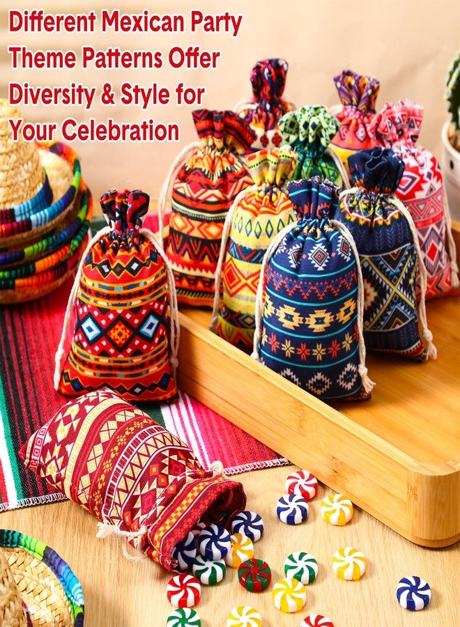 أكياس حلوى قابلة لإعادة الاستخدام من SilTriangle، 50 قطعة، بتصميمات مكسيكية، مقاس 4 × 6 بوصة، بنمط قبعة سومبريرو أزتيكية، وأكياس صغيرة برباط للمجوهرات، وأكياس قطنية صغيرة للهدايا، وأكياس هدايا لحفلات بيرو، وأكياس هدايا لحفلات تيراكوتا. - Image 3