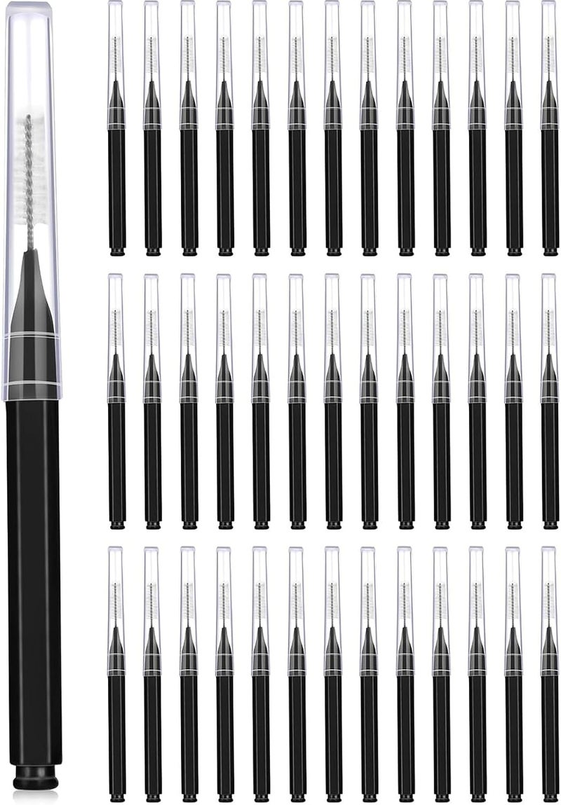 NUDFSY 40PCS Interdental Brush For Teeth, Interdental Brush Head Oral Dental Hygiene Dental Floss Flosser For Teeth Tooth Cleaning Tool, Black - Manual, Adult - Image 1