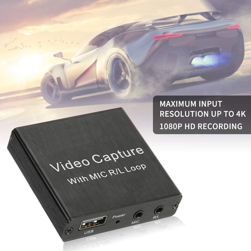 كرت التقاط الفيديو USB 2.0 HDMI Loop Out، جهاز التقاط فيديو عالي الدقة، إدخال 4K إخراج 1080P، مع إدخال ميكروفون وإخراج ستيريو 3.5 مم، للبث والتسجيل في الألعاب على A - Image 3