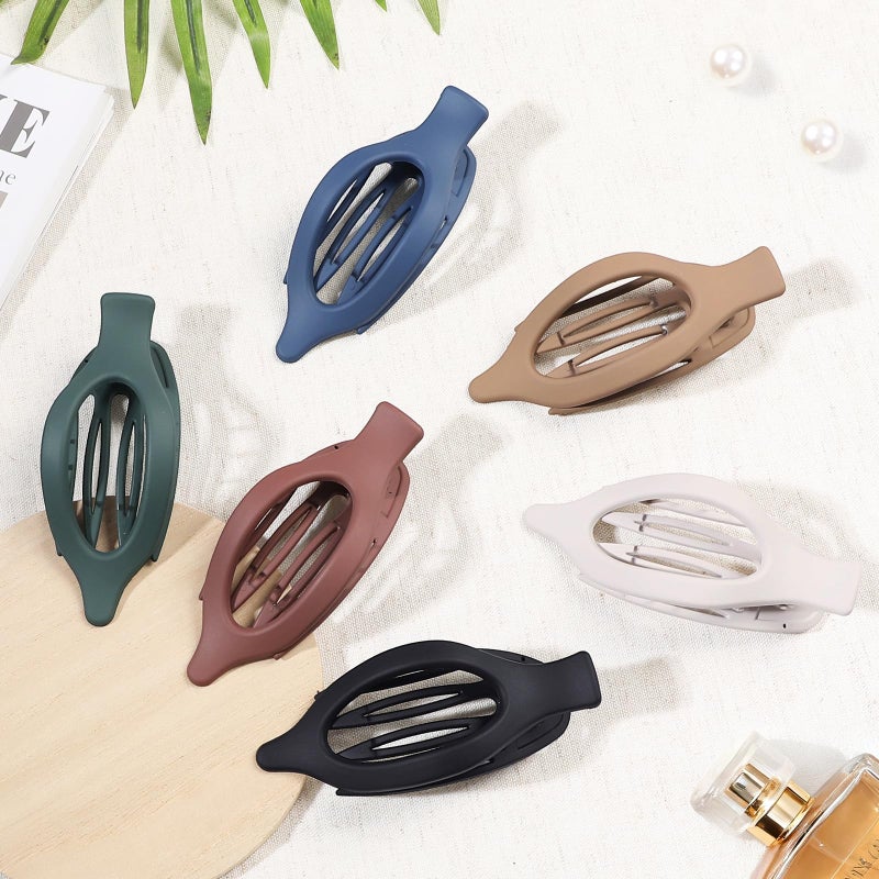 USDNICE Flat Hair Clips for Women - 6 PCS French Flat Claw Clips Medium Hair Clips for Girls Large Hair Claw Clips for Thick or Thin Hair Strong Hold No Slip Hair Accessories for women (Dark Colorful) - Image 2