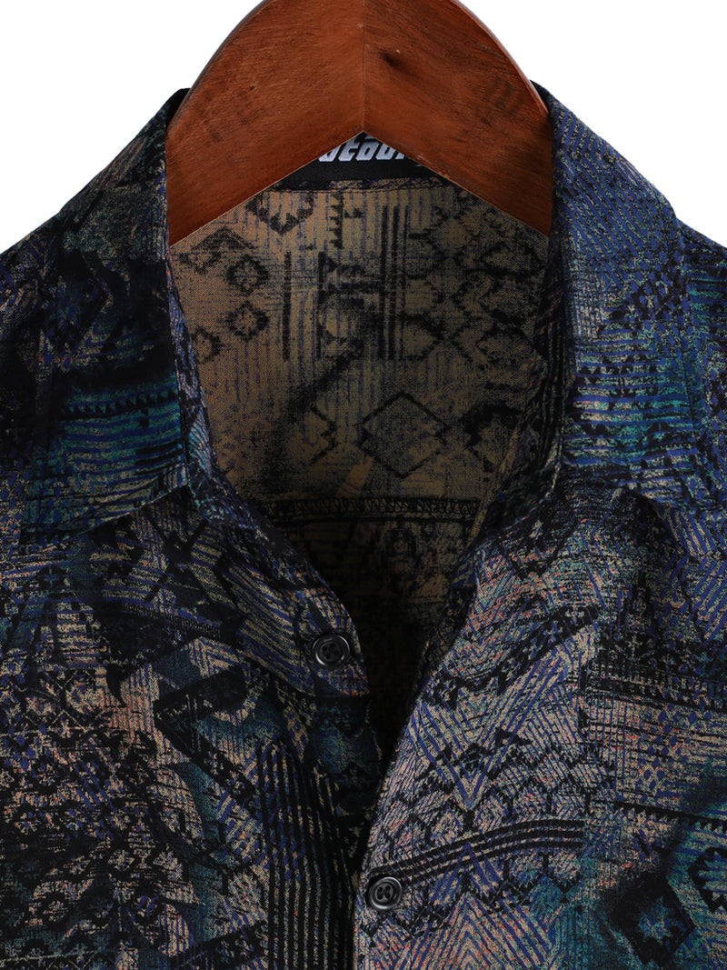 JOTOOK Mens Hawaiian Shirt Short Sleeve Button Down Tropical Shirts Casual Floral Summer Beach Shirt X-Large Blue Vintage - Image 2