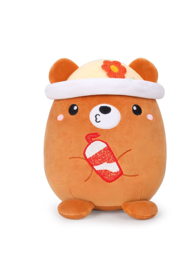 20cm Brown Bear Plush Toy With Hat Cartoon Animal Doll | Suitable As A Gift For Children Over 3 Years Old  - Image 1