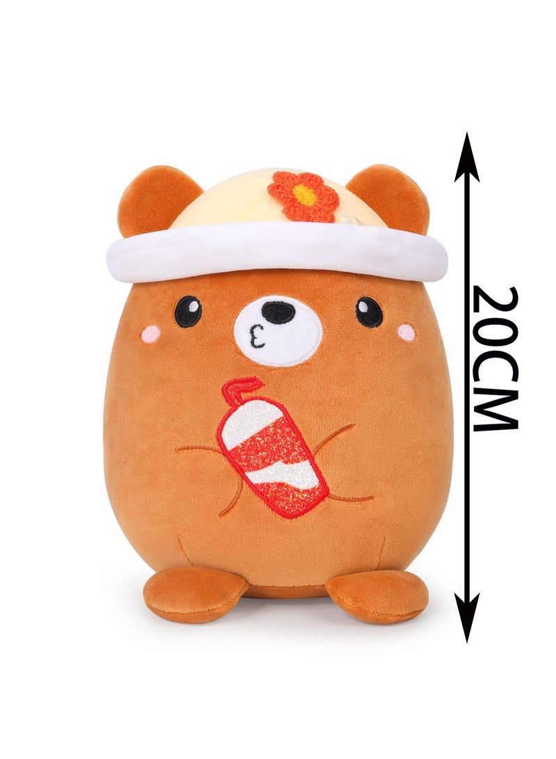 20cm Brown Bear Plush Toy With Hat Cartoon Animal Doll | Suitable As A Gift For Children Over 3 Years Old  - Image 2