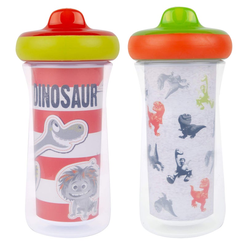 The First Years Dinosaur Kids Insulated Sippy Cups - Dishwasher Safe Spill Proof Toddler Cups - Ages 12 Months and Up - 9 Ounces - 2 Count - Image 1