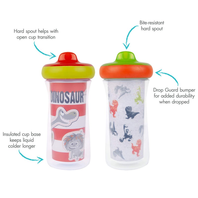 The First Years Dinosaur Kids Insulated Sippy Cups - Dishwasher Safe Spill Proof Toddler Cups - Ages 12 Months and Up - 9 Ounces - 2 Count - Image 4