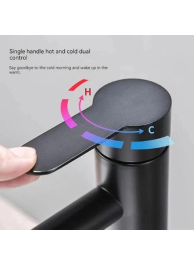 صنبور أسود مستقيم الأنف مع خرطوم 23 62 بوصة للمياه الباردة والساخنة للحوض - Image 4