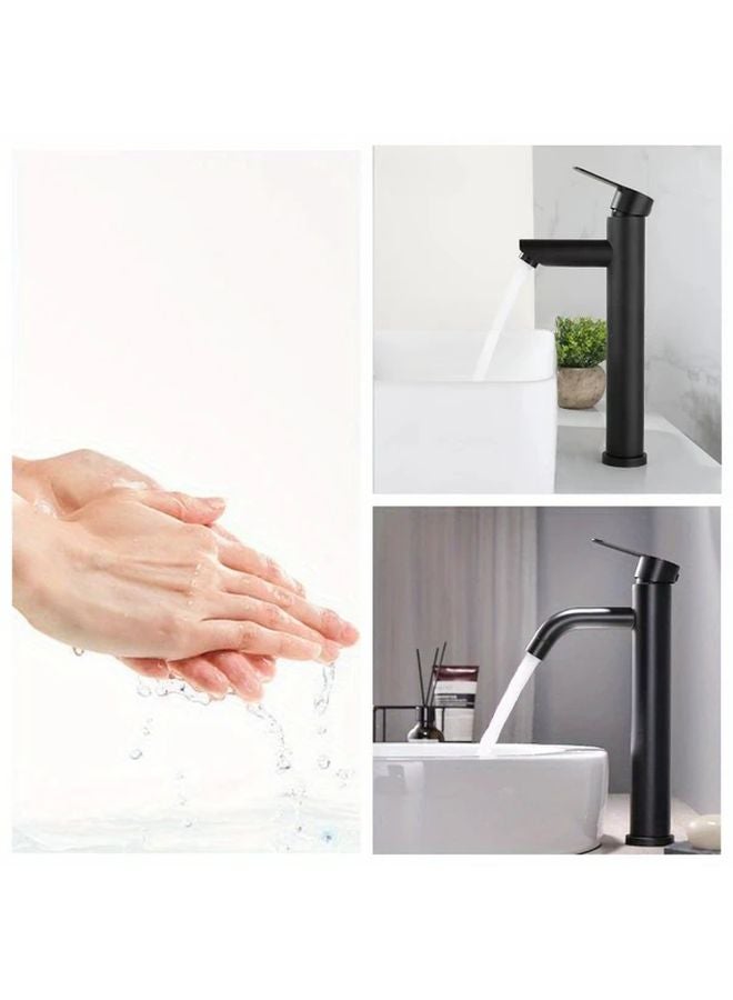 صنبور أسود مستقيم الأنف مع خرطوم 23 62 بوصة للمياه الباردة والساخنة للحوض - Image 2