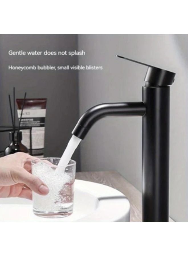 صنبور أسود مستقيم الأنف مع خرطوم 23 62 بوصة للمياه الباردة والساخنة للحوض - Image 3