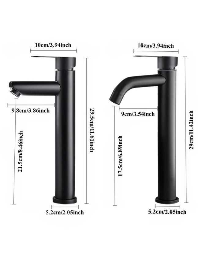 صنبور أسود مستقيم الأنف مع خرطوم 23 62 بوصة للمياه الباردة والساخنة للحوض - Image 5