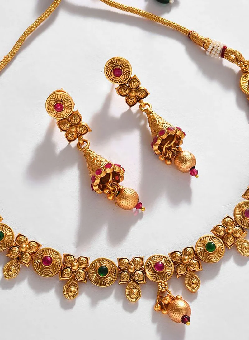 SOHI Gold Plated Designer Stone Necklace Set