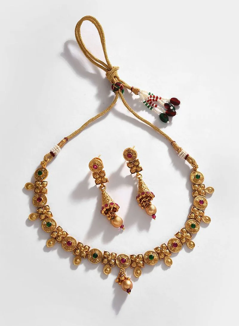 SOHI Gold Plated Designer Stone Necklace Set