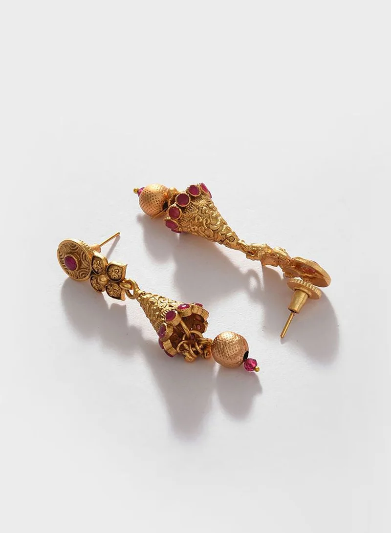 SOHI Gold Plated Designer Stone Necklace Set