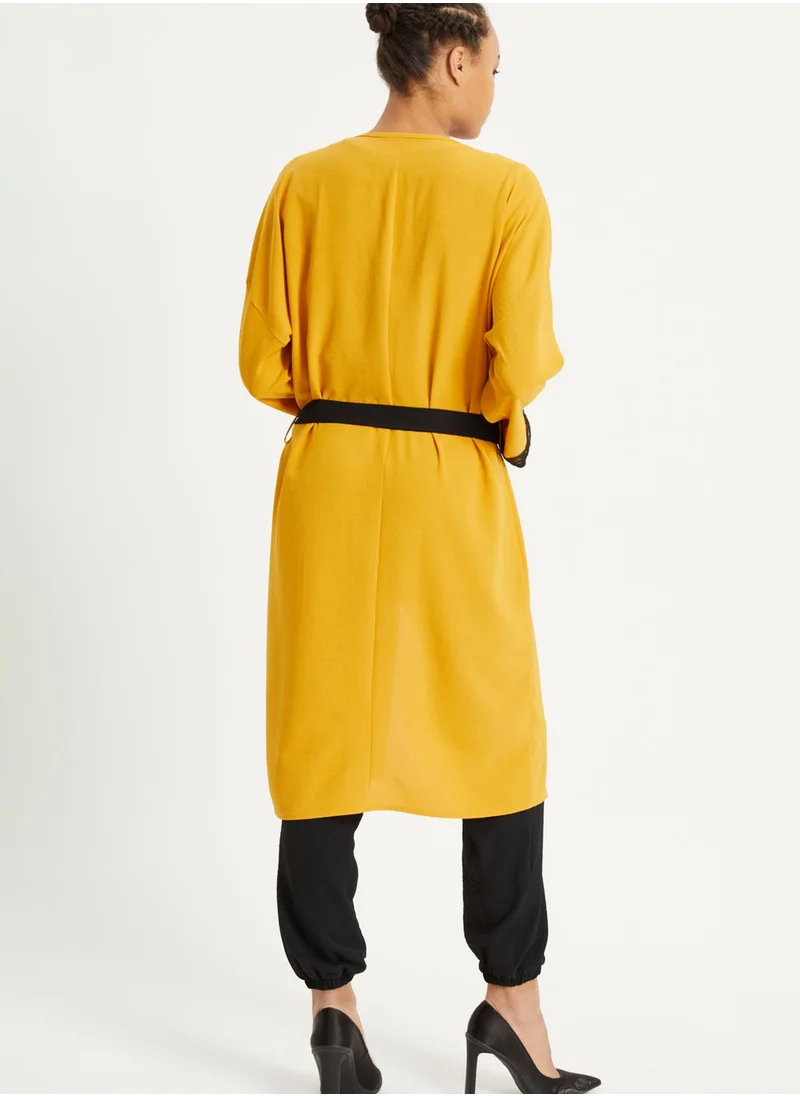 Xanzad Belted Contrast Detail Kimono