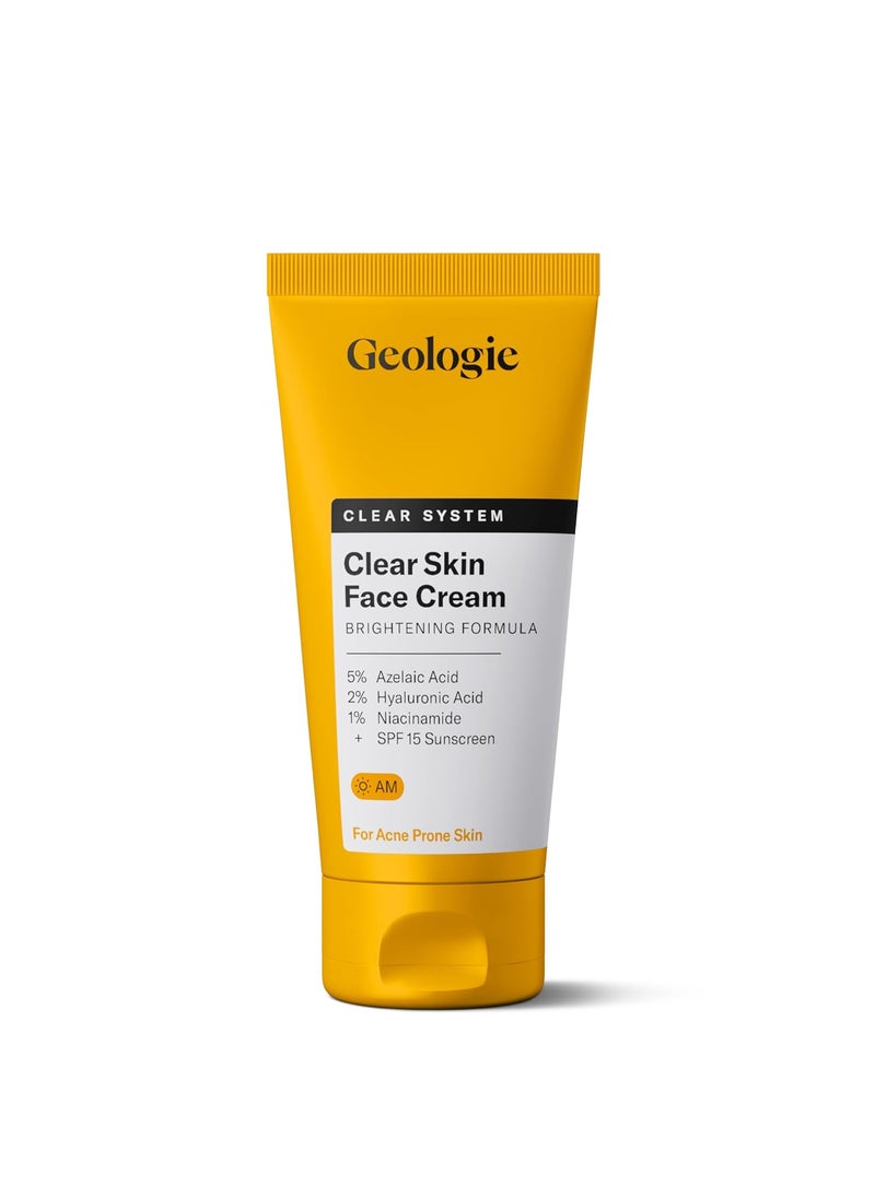 Geologie - Geologie Clear Skin Face Cream | Clear System Daily Moisturizer with SPF15 for Acne-Prone Skin | Azelaic Acid, Niacinamide & Hyaluronic Acid | Lightweight & Oil Free | 60 ML - Image 1