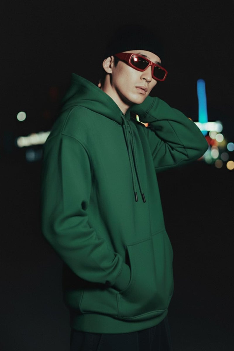 Veirdo® Polycotton Spun Oversized Fit Drop Shoulder Hooded Sweatshirt Full Sleeves Solid Jumper Hoodie for Men/Boys (OS_HDY_V_SP_SP_S) - Image 3