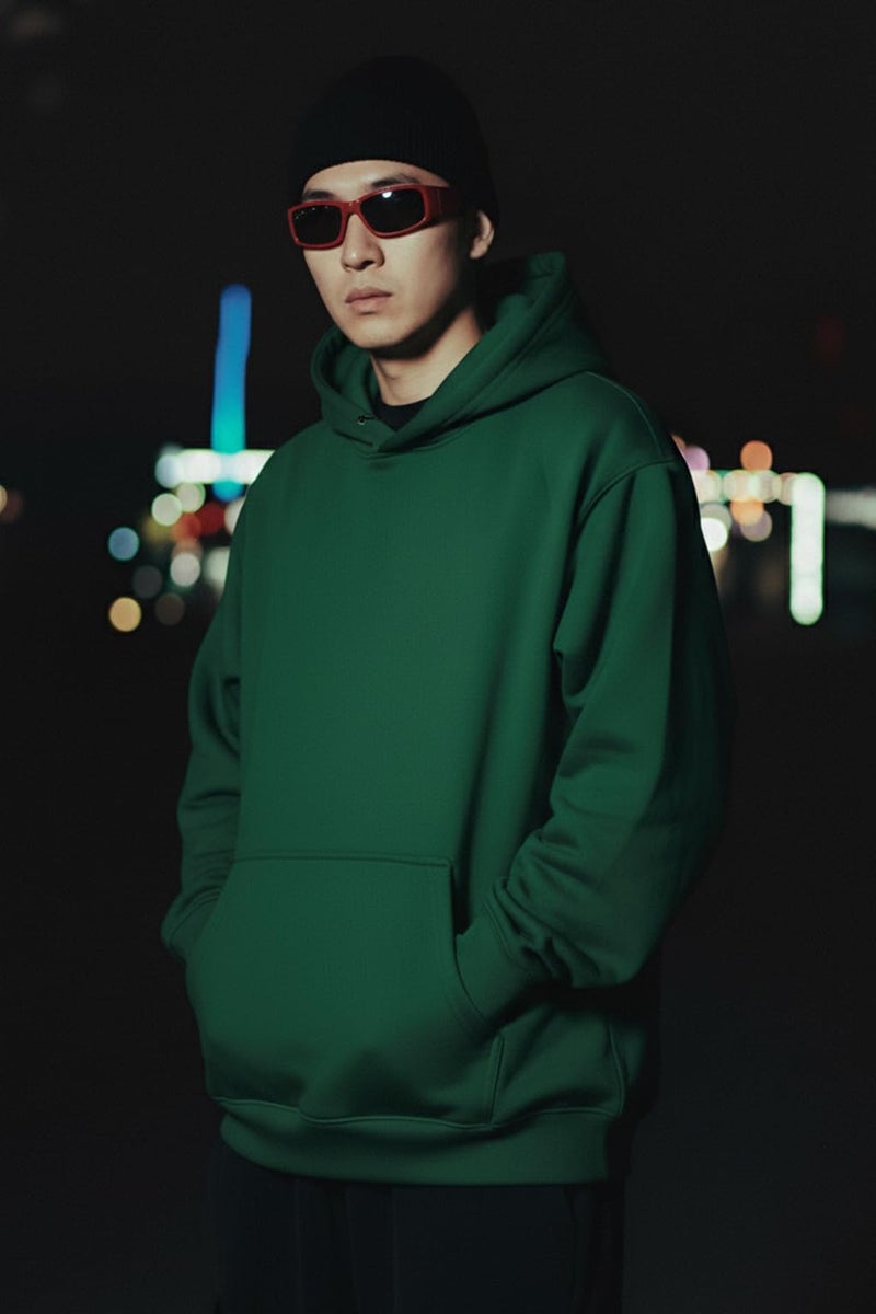 Veirdo® Polycotton Spun Oversized Fit Drop Shoulder Hooded Sweatshirt Full Sleeves Solid Jumper Hoodie for Men/Boys (OS_HDY_V_SP_SP_S) - Image 2
