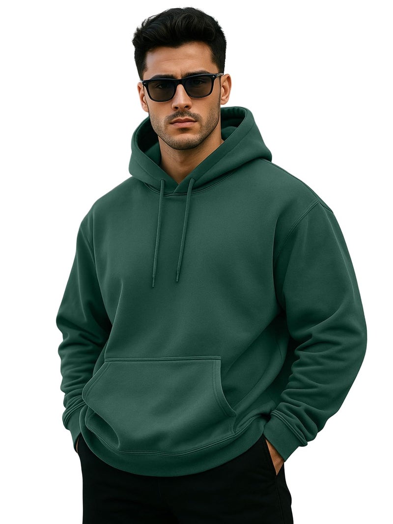 Veirdo® Polycotton Spun Oversized Fit Drop Shoulder Hooded Sweatshirt Full Sleeves Solid Jumper Hoodie for Men/Boys (OS_HDY_V_SP_SP_S) - Image 1