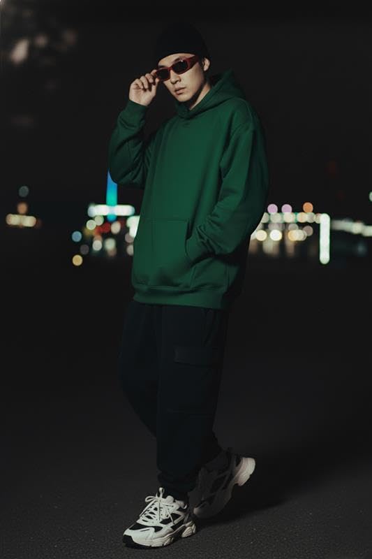 Veirdo® Polycotton Spun Oversized Fit Drop Shoulder Hooded Sweatshirt Full Sleeves Solid Jumper Hoodie for Men/Boys (OS_HDY_V_SP_SP_S) - Image 4