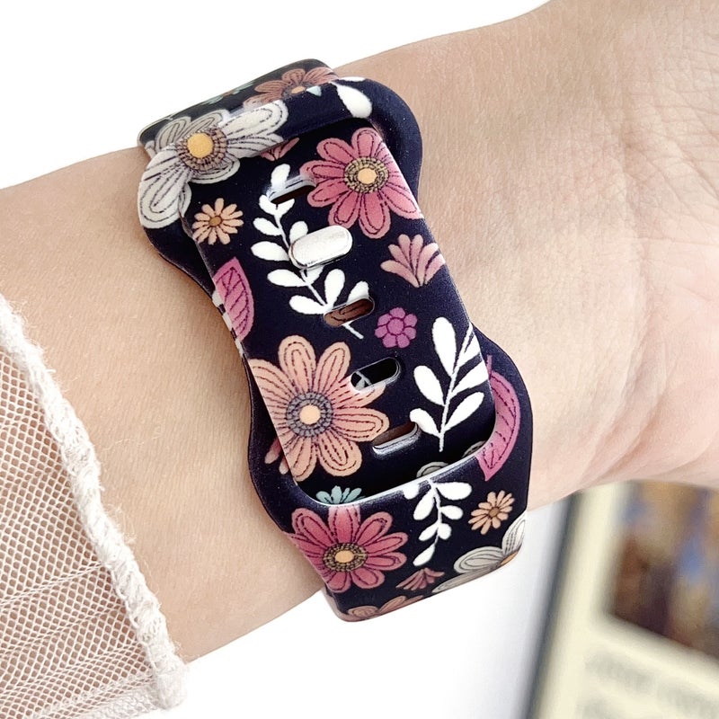 حزام ساعة متوافق بلون زهور بيضاء 38 40 41 S10 42mm لأبل - Image 3