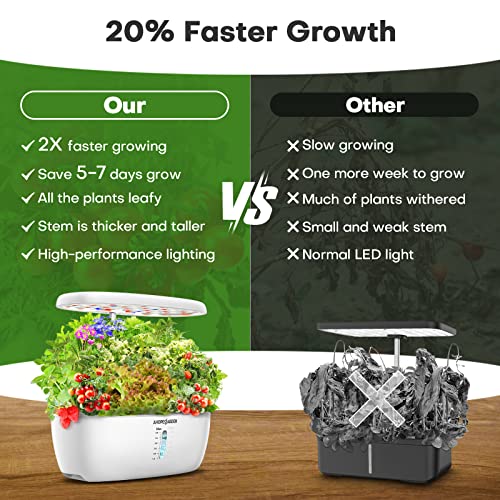 Ahopegarden Indoor Garden Hydroponics Growing System: 12 Pods Plant Germination Kit Herb Garden Kit Growth Lamp Countertop with LED Grow Light Hydrophonic Planter Grower Harvest Vegetable Lettuce - Image 4