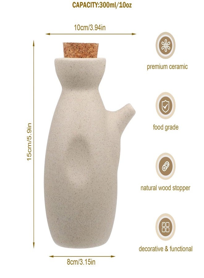 JWTIFOA Ceramic Olive Oil Dispenser, Japanese Style Soy Sauce Dispenser Bottle for Kitchen, 10oz Sushi Sauce Container with Cork Stopper - Image 2