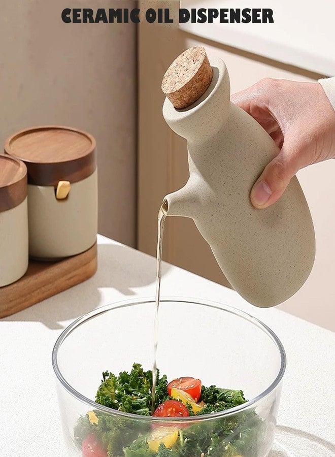 JWTIFOA Ceramic Olive Oil Dispenser, Japanese Style Soy Sauce Dispenser Bottle for Kitchen, 10oz Sushi Sauce Container with Cork Stopper - Image 3