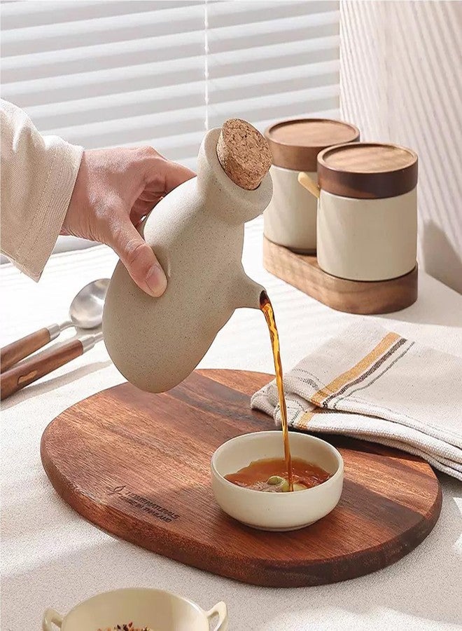 JWTIFOA Ceramic Olive Oil Dispenser, Japanese Style Soy Sauce Dispenser Bottle for Kitchen, 10oz Sushi Sauce Container with Cork Stopper - Image 4