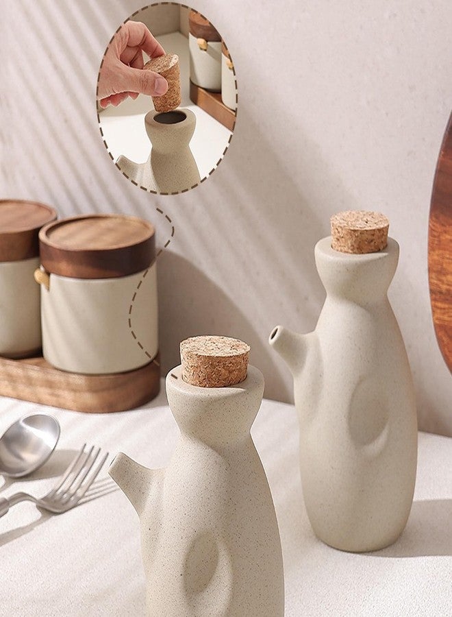 JWTIFOA Ceramic Olive Oil Dispenser, Japanese Style Soy Sauce Dispenser Bottle for Kitchen, 10oz Sushi Sauce Container with Cork Stopper - Image 5