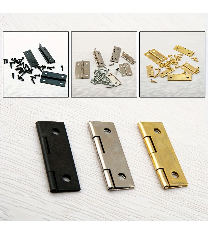 1 5 Inch Golden Furniture Hinges 20 Hinges 80 Screws Durable Hardware Storage Box - Image 1