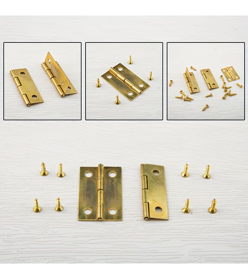 1 5 Inch Golden Furniture Hinges 20 Hinges 80 Screws Durable Hardware Storage Box - Image 2