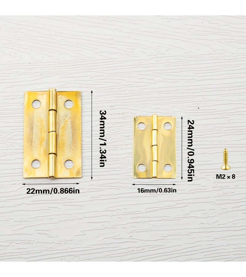 1 5 Inch Golden Furniture Hinges 20 Hinges 80 Screws Durable Hardware Storage Box - Image 3