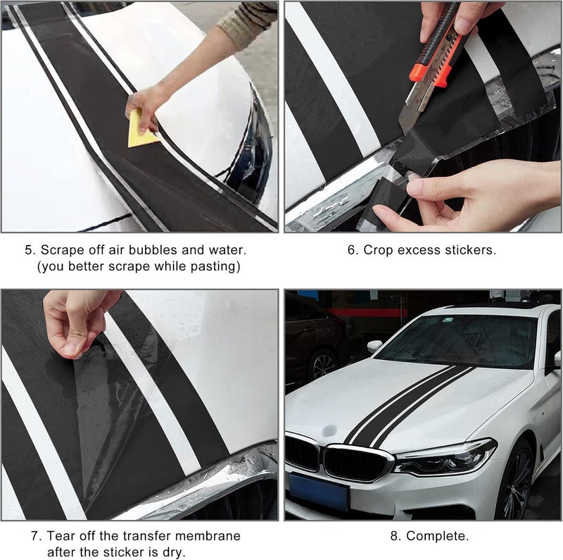 bpa Car Hood Stripe Sticker - Matte Black - Image 5