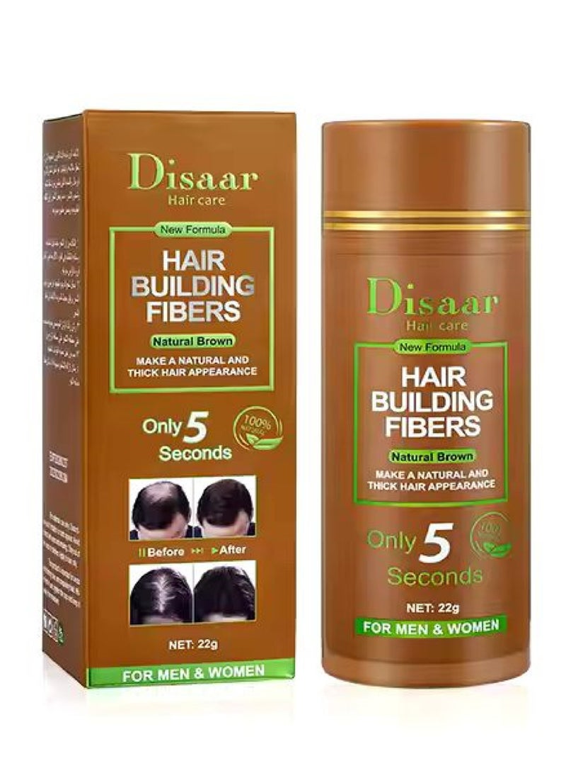 Disaar Hair Building Fibers Powder for Men Women Natural Brown 22g - Image 1