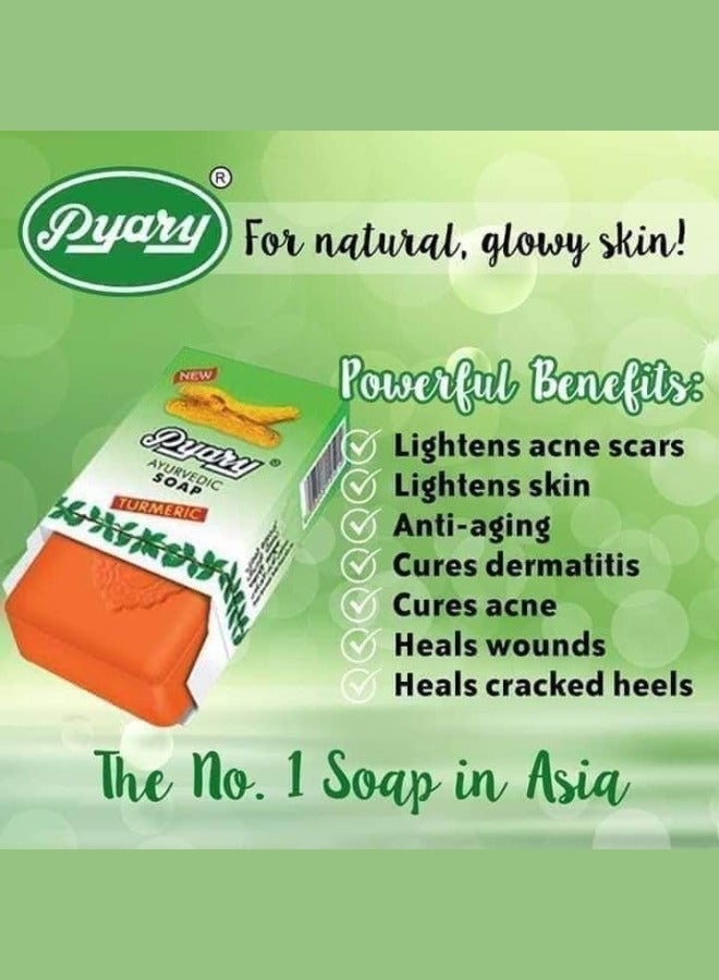 بياري صابونة الكركم بالأعشاب – منظف مضاد للبكتيريا للوجه والجسم – تفتيح طبيعي – عبوة 12 × 75 جرام - Image 3