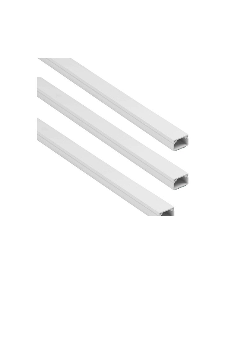 90cm Square Cable Box Self Adhesive PVC Trunking White Sticker Wall Cord Cover Cable Concealer On-Wall Wire Cover Paintable Cable Management Raceway to Hide Wires - Pack of 3 (10x10MM)  - Image 1