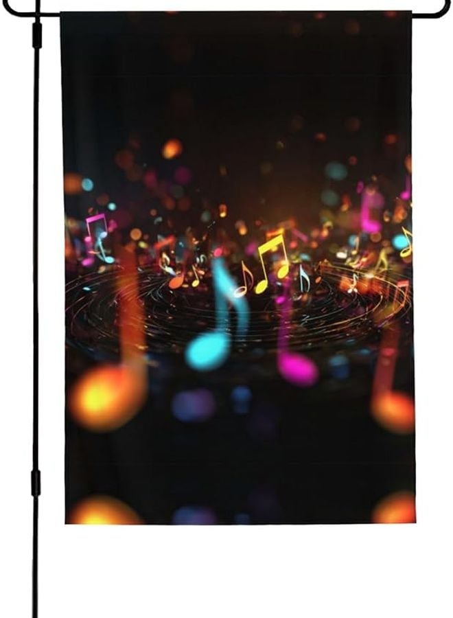 Colorful Music Notes Double Sided Garden Flag 28x40 Inch Seasonal Outdoor Yard Decor - Image 1