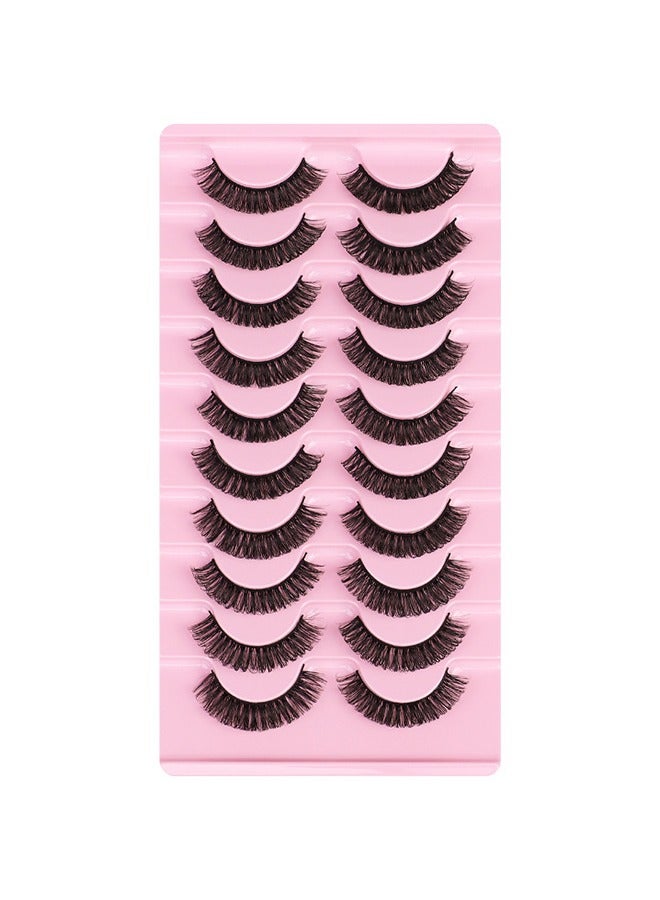 جي أس 10 أزواج D Curl رموش كاذبة ، طبيعية فلوفي Wispy D Curly رموش منك زائفة سميكة قصيرة عيون ناعمة لمنظر ماكياج درامي ، رموش كاذبة ذاتية لاصقة قابلة لإعادة الاستخدام للنساء استخدام الفتيات - Image 5