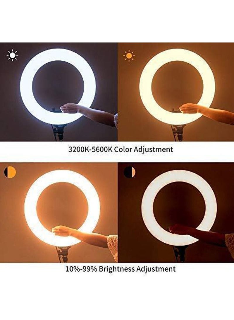 21 Inch Ring Light Tripod Mount with 3 Phone Bracket LED Soft Ring Light with Remote Control - Image 2