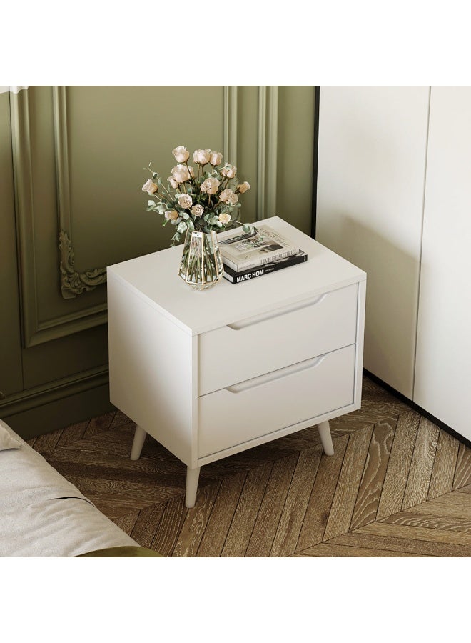 Al Home Melamine Nightstand with Wooden Legs and Drawers By Alhome - Image 3