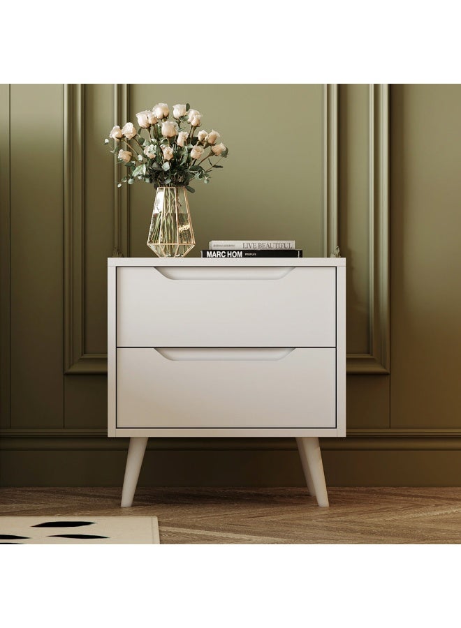 Al Home Melamine Nightstand with Wooden Legs and Drawers By Alhome - Image 1