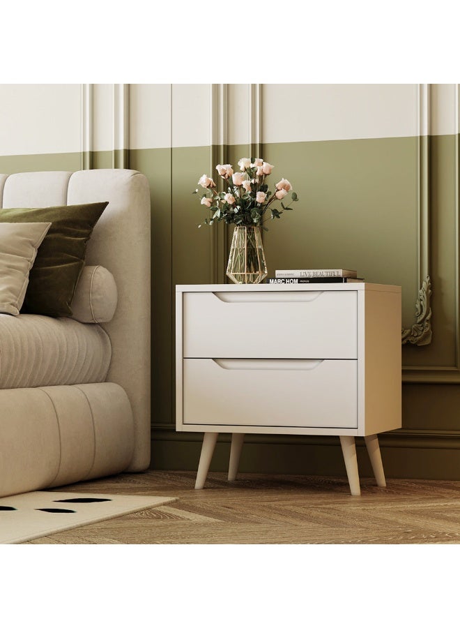 Al Home Melamine Nightstand with Wooden Legs and Drawers By Alhome - Image 4