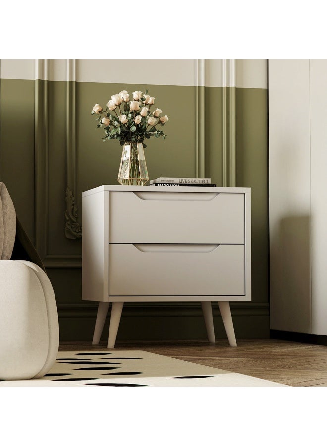 Al Home Melamine Nightstand with Wooden Legs and Drawers By Alhome - Image 2