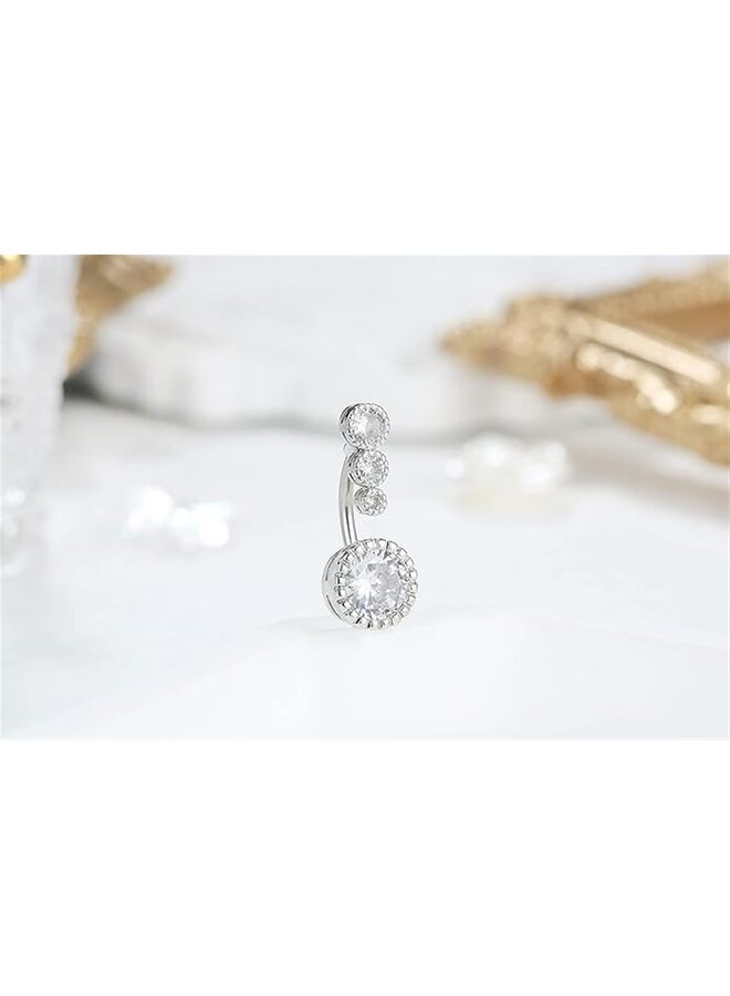 8 قطع من حلقات زر البطن المطلية بالفضة/الذهب، حلقات جراحية من الفولاذ المقاوم للصدأ، حلقات زر البطن، زر البطن، مجموعة ثقب السرة للنساء، فضي/ذهبي (اللون: ذهبي) - Image 2