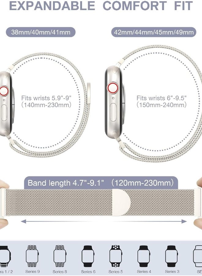 Generic - Stainless Steel Milanese Loop Compatible with Apple Watch Band 38mm 40mm 41mm 42mm 44mm 45mm 49mm, Replacement Band for iwatch Series 9, Ultra 2, SE, Ultra, 8 7 6 5 4 3 2 1（41/40/38mm） - Image 1