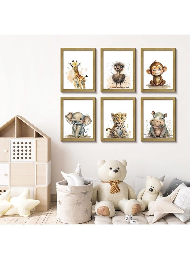 calmart Nursery Wall Decor - Set of 6 Baby Wall Decor - Baby Safari Animals Faces Wall Decor, Picture Cute Animal Wall Prints Safari Nursery Decor for Boys Girls Nursery Wall Painting, Jungle Nursery Decor - Image 4