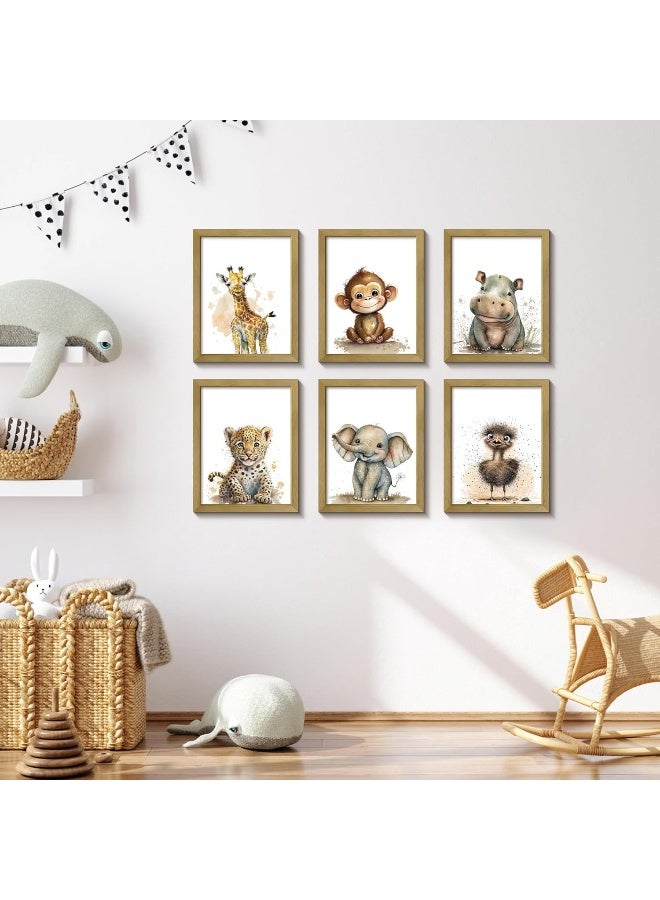 calmart Nursery Wall Decor - Set of 6 Baby Wall Decor - Baby Safari Animals Faces Wall Decor, Picture Cute Animal Wall Prints Safari Nursery Decor for Boys Girls Nursery Wall Painting, Jungle Nursery Decor - Image 3