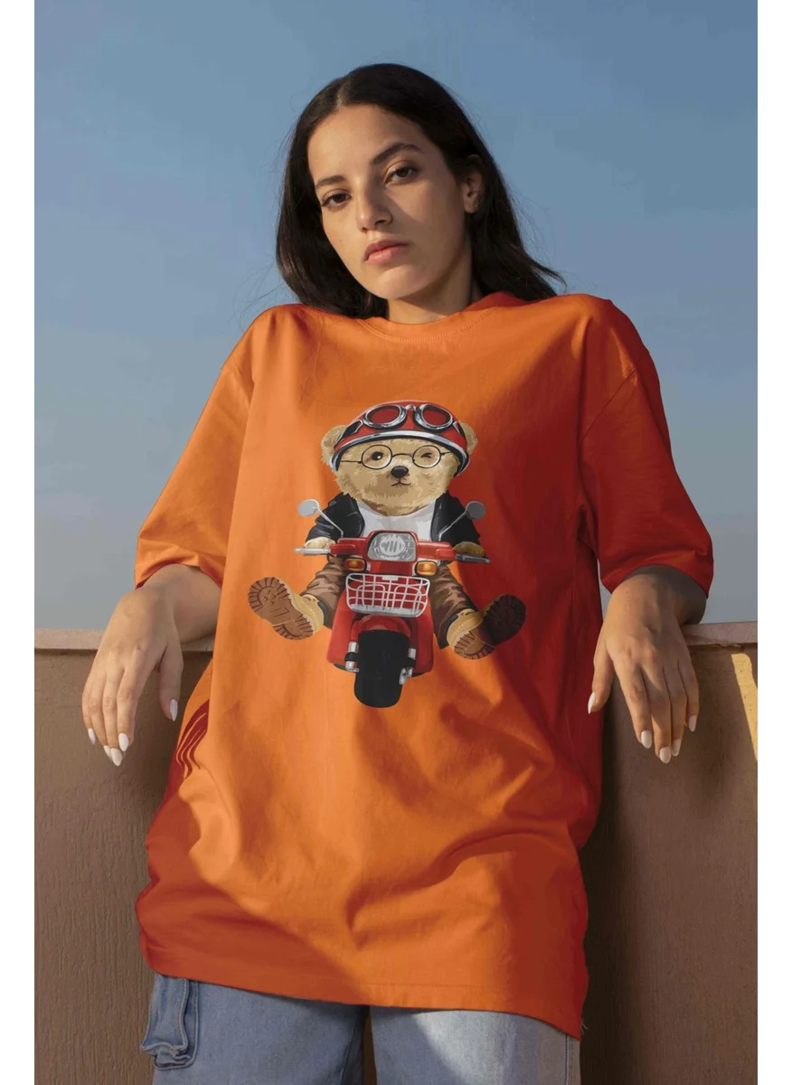 دوغ فش Printed Orange Oversize Unisex Tshirt