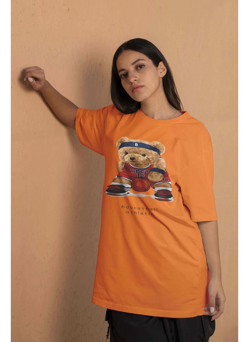 دوغ فش Printed Orange Oversize Unisex Tshirt