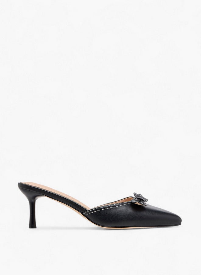 Flora Bella By Shoexpress Bow Accent Slip-On Mules with Flared Heels  - Image 3